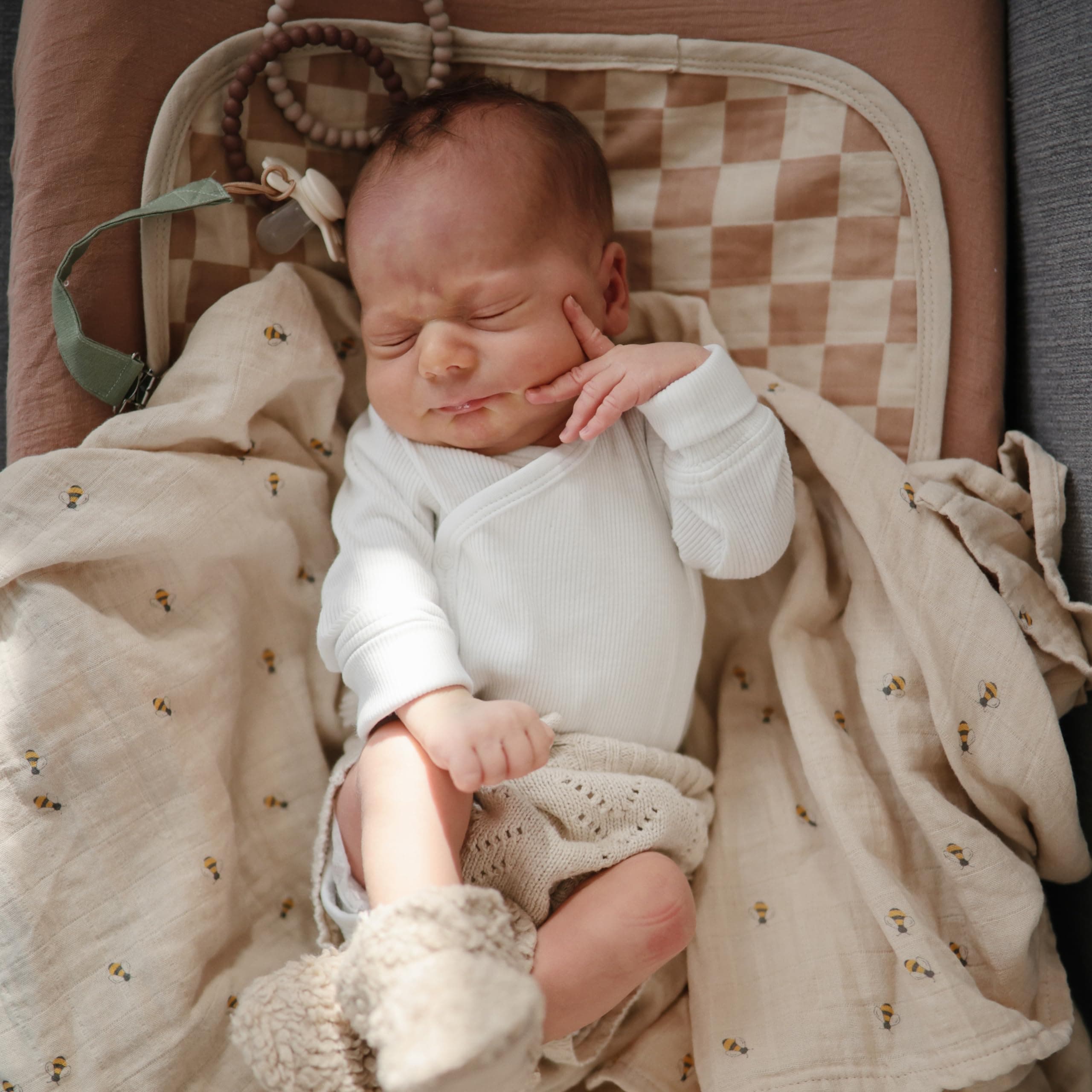 mushie Waterproof Changing Pad Liners | 100% Organic Cotton | Set of 3 (Check Combo) - Check Combo thumbnail 3