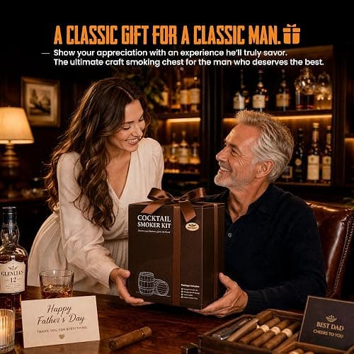 INSISART Whiskey Smoker Kit, Old fashioned Smoker Kit with Barrel,Charred | Patent Pending, with torch and 6 wood chips, Smoke infuser for cocktails and bourbon, Whiskey Gifts for Men,Dad(NO Butane) thumbnail 7