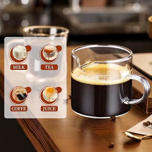 Gulex Espresso Cups, Glass Coffee Espresso Cups with Pour Spout, 4.3 oz, Clear, Set of 2 (Set of 2) thumbnail 6