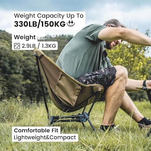 ONETIGRIS Tigerblade Camping Chair, Lightweight Folding Backpacking Hiking Chair, Compact Portable 330 lbs Capacity thumbnail 8