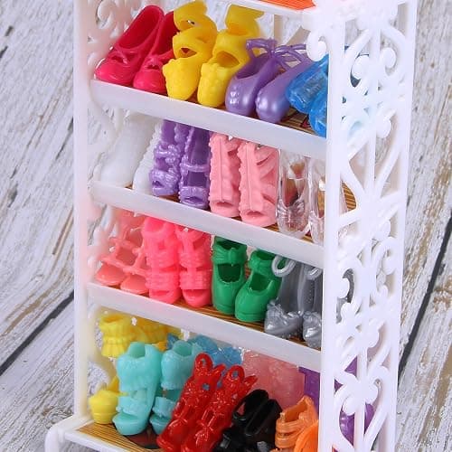 JANYUN 30 Pairs Doll Shoes Various Styles Replacement High Heel Boot Assorted Colors Shoes Set Bulk for 12" Dolls Closet thumbnail 5