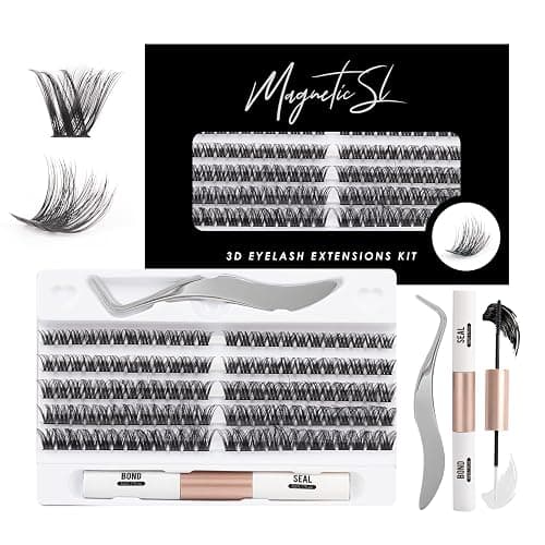 120pcs Wimperns Cluster DIY Wimpern-Extensions Kit mit Applikator und Wimpernkleber und Versiegelung Falsche Wimpern Natürlicher Look C D Curl Länge Mix 10-16MM-DM27 - Image 1
