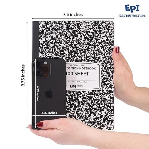 4 Pack - EPI Marble Hardcover Wide Ruled Composition Notebook | 200 Pages (100 Sheets), 9.75 x 7.5 in, Sturdy Sewn Binding | School, Office, Journaling, Notes thumbnail 4