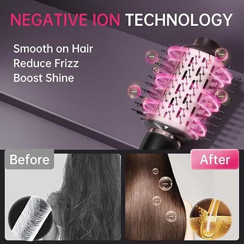 SKIMI 110,000 RPM Brushless Motor Hair Dryer Brush - 5 Muti-Styler for Fast Drying, Curling, Volumizing & Straightening | High-Speed Hot Air Brush for All Hair Types (Black & Pink) thumbnail 5