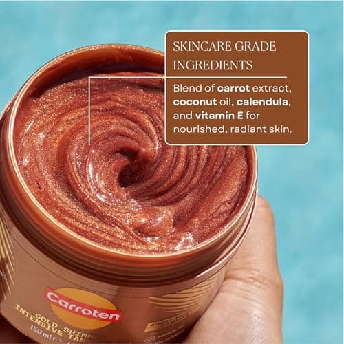 Carroten Gold Shimmer Tanning Gel | Browning Tan Accelerator | Non-Greasy, Water-Resistant with Carrot & Coconut Oil | Vitamin A & E For Moisture & Hydration | Made in Greece | 5 Fl Oz thumbnail 4