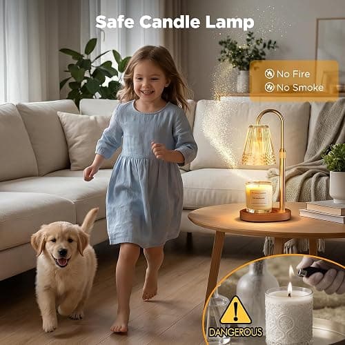 IAURS Candle Warmer Lamp with Timer Dimmable, Height Adjustable Wax Melt Warmer Lamp with 2 Bulbs, Flameless Candle Warmer for Home Decor, Birthday Gifts for Women Mom (Classic Gold) thumbnail 4