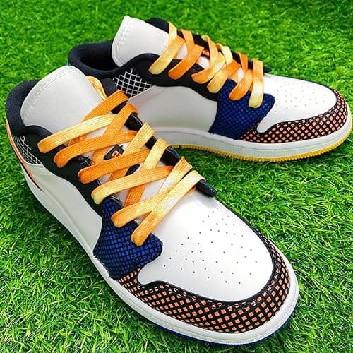 DELELE Flat Gradient Shoe Laces: Colored Print Shoelaces Sneakers 2 Pair - 39 inch(100CM) - 01 Rainbow thumbnail 9