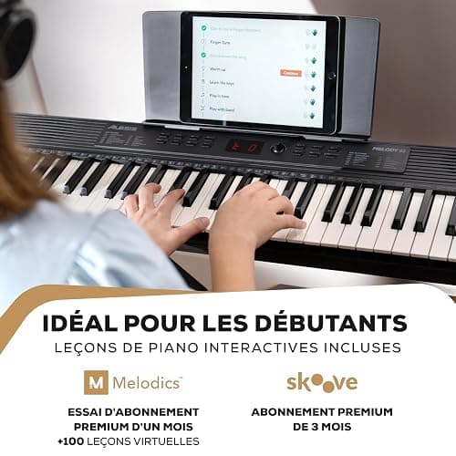 Alesis Melody 61 Piano Numérique 61 Touches pour Débutants avec Haut-Parleurs, Support, Banc, Casque, Pupitre, 300 Sons et des Leçons de Musique thumbnail 2