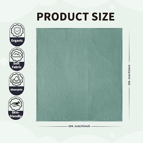 Muslin Swaddle Blankets for Newborn, 2 Pack Breathable Soft Receiving Blanket, Large 41 x 41 inches Swaddle Wrap Burping Clothes, Essentials Infant Shower Items. (Beige & Green) thumbnail 3