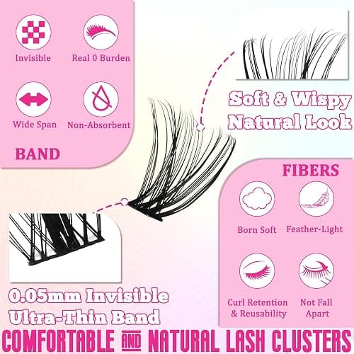 Gmagictobo DIY Lash Clusters Kit Volume Lash Clusters Thick Eyelash Extension Kit Individual Lashes Thin Band Lashes Clusters Lash Bond and Seal Lash Tweezers - Amazing thumbnail 7