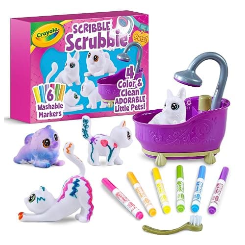 Crayola Scribble Scrubbies Glam Pack (4 Pets), Holiday for Kids, Washable Pet Care Toy, Coloring Animal Craft, Stocking Stuffer Toys for Girls & Boys, 3+ - Image 1