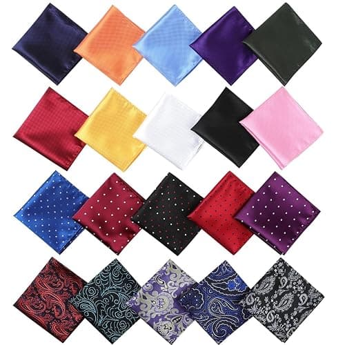 Jeatonge Pocket Squares for Men 20 Pack Mens Pocket Squares handkerchiefs Set Assorted Colors with Box thumbnail 2