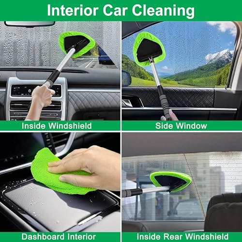 XINDELL Windshield Cleaner Tool – Upgrade Large Head Car Interior&Exterior Window Cleaning Kit with Extendable Handle & 4 Microfiber Pads, Auto Wiper Brush for Car, Trucks, SUVs, RVs & Home Windows thumbnail 4