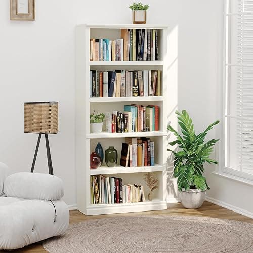 Bevfint 70-Inch Tall White Bookcase, 5 Tiers Shelves Open Storage Bookshelf, 33 in Wide Anti Tipping Indoor Furniture, Book Cases for Home Library Office Bedroom School thumbnail 5