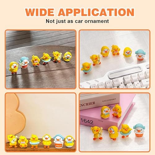 Rislobx Yellow Duck Car Dashboard Decor, 6PCS Cute Duck Car Dash Decorations, Rear View Mirror Ornament, Interior Accessories for Home Office thumbnail 6