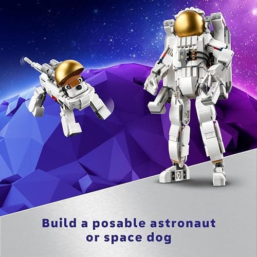LEGO Creator 3 in 1 Space Astronaut Toy, Building Set Transforms from Astronaut Figure to Space Dog to Viper Jet, Space-Themed Gift Idea for Boys and Girls Ages 9 Years Old and Up, 31152 thumbnail 4
