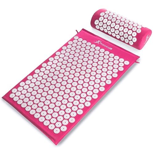 ProsourceFit Acupressure Mat and Pillow Set for Back/Neck Pain Relief and Muscle Relaxation, Pink - Image 1