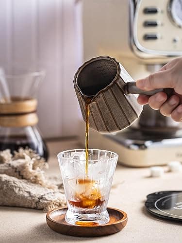 YHOJOY Espresso Cup, Ceramic Espresso Measuring Cup with Handle, Expresso Shots Cups with Spout, Espresso Accessories, 200ML/6 OZ, Dark Agate Red thumbnail 6