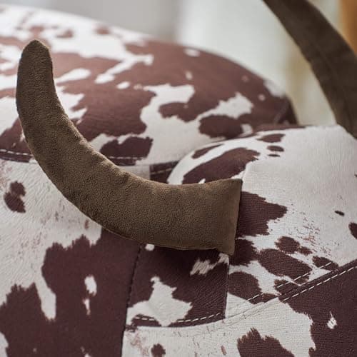 Christopher Knight Home Bessie Patterned Velvet Cow Ottoman, Brown Milk Cow / Natural thumbnail 9