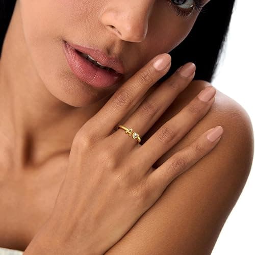 C-leen Christmas Gifts for Grandkids Teens Girls - 18K Gold Plated Adjustable Initial Rings for Women Girls Dainty Gold Rings Christmas Gifts for Women Teen Girl Trendy Stuff thumbnail 2