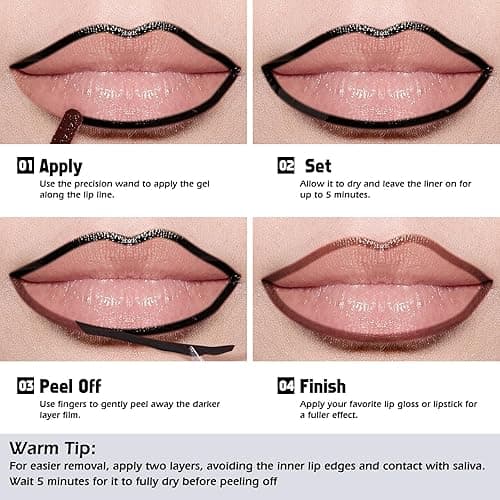 KIMUSE Peel Off Lip Liner Stain, Long Lasting Lip Tint Stain Peel Off, Waterproof, Transfer-Proof, Highly Pigmented Color Peel Off Lip Stain Liner, Matte Finish - Black Cherry - 0.12 Fl Oz (Pack of 1) thumbnail 2