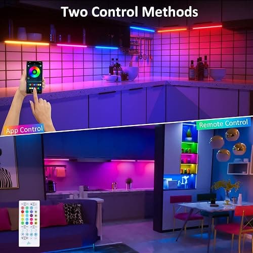 Benreom 6 Pcs RGB Under Cabinet Lights Kit, Smart App and Remote Control Under Cabinet Lighting, Dimmable Under Counter Lights for Kitchen, Plug in LED Lights Bar for Cabinet, Counter, Workbench, Desk thumbnail 2