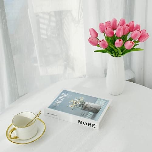 ONLY ART Artificial Pink Tulips 20 Pcs – 13.5 Inch PU Faux Flowers with Bendable Stems for Home Décor, Wedding Centerpieces, DIY Floral Arrangements, New Year and Valentine's Day thumbnail 4