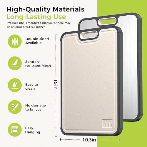 Titanium Cutting Board for Kitchen, Double Sided Chopping Board, 99.9% Pure Titanium & PP, Non-Porous, Odor Resistant, Safe for Raw & Cooked Food, Easy to Clean, Large 15”×10.3” thumbnail 2