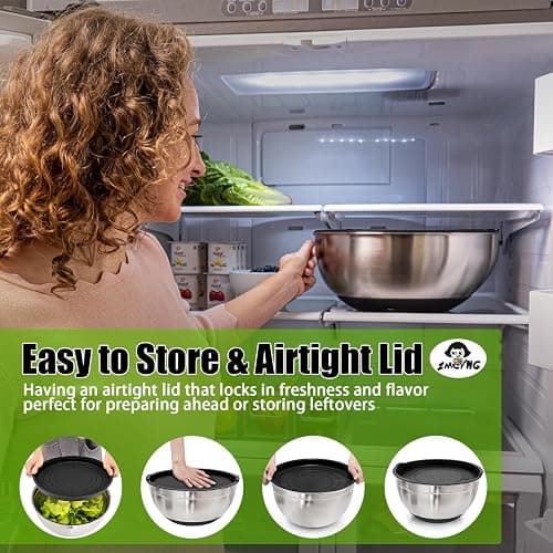 ZMCYNG Salad Chopper Bowl - Stainless Steel Salad Chopping Bowl, Salad Chopper Bowl and Cutter with Lid, Chef Grade Salad Chopper Blade and Bowl, Mezzaluna Mincing Knife, Super-fast Salad Prep thumbnail 7