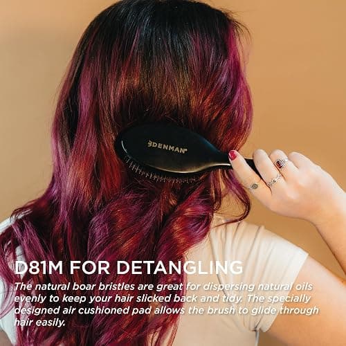 Denman Boar Bristle Hair Brush – Smoothing & Shine Enhancing for Slick Back Styles, Curl Defining & Detangling. Hairbrush with Natural Bristles for all Hair Types for Women & Men thumbnail 3