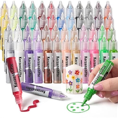 Crtiin 48 Pcs Candle Wax Pen 24 Vibrant Colors Candle Paint Set 10 ml Painting Pen Decorating Kit Beginner-Friendly for Festival Birthday Decorating Blessing Writing & DIY Crafts - Image 1