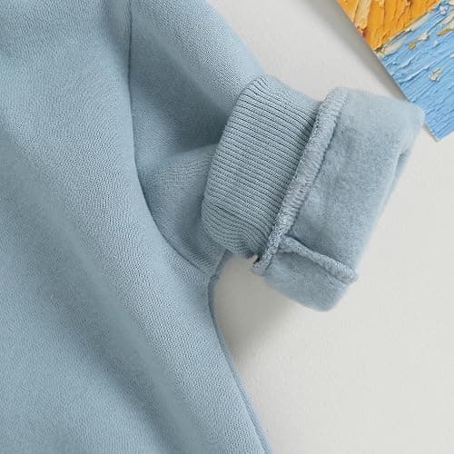 VISGOGO Newborn Infant Baby Boy Girls Oversized Romper Little Dude Sweater Onesie Coming Home Outfit Neutral Clothes - 0-3 Months - Blue thumbnail 6