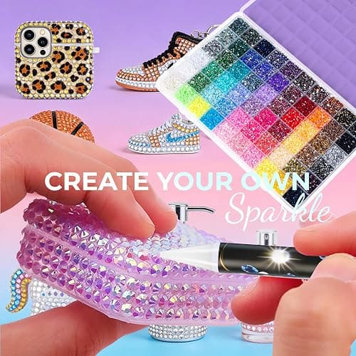 Bedazzling Kit 48000Pcs 60 Colors 3mm Resin Jelly Rhinestones - Diamond Art | Multicolor Flatback Gems Nail Crafting Makeup, with 4Pcs 10ml B7000 Jewelry Glue & Tools - Christmas Birthday Gifts for Women thumbnail 2