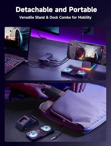 JSAUX Docking Station for ROG Ally X/ROG Ally/Steam Deck/Legion Go, 7-in-1 ROG Ally X Dock with RGB Cooling Fan, HDMI 4K@120Hz, Gigabit Ethernet, Dual USB & USB C 3.0, 100W PD Charging - HB0705 thumbnail 9