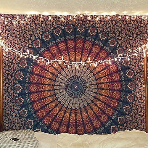 raajsee Turquoise Blue Tapestry- Tapestrys Mandala Wall Hanging- Hippie Tapestry For Bedroom Aesthetic-Size Medium (52x60 Inches / 132x152 Cms) - Image 1
