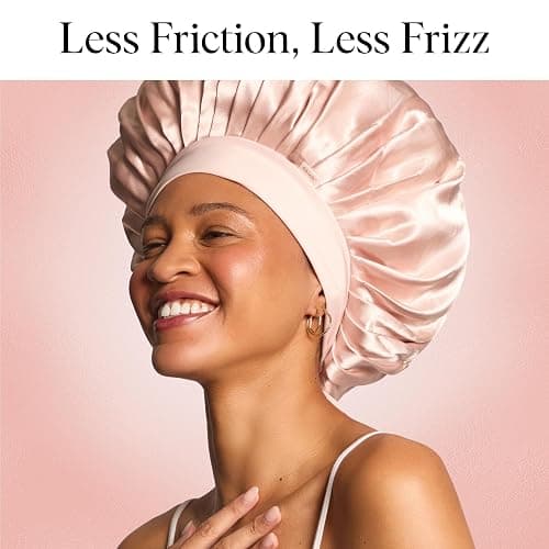 Kitsch XL Satin Bonnet for Sleeping - Softer Than Silk Hair Bonnet For Women - Secure Fit, Adjustable Night Cap For Curly & Textured Hair - Prevents Breakage, Tangles & Thinning - Blush thumbnail 7