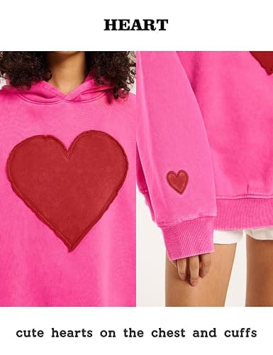 FAIABLE Hoodies for Women Heart Patch Couples Hoodies Sweatshirts Heavyweight Heart Hoodie 2026 Valentines Day hoodies Women thumbnail 5
