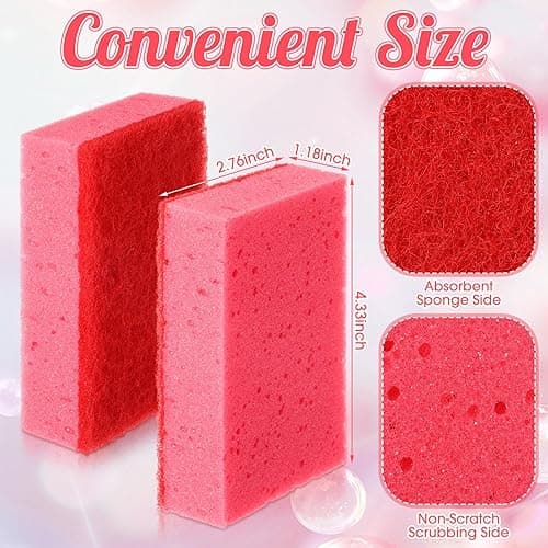 Tioncy 24 Pcs Pink Kitchen Sponge Non-Scratch Scrub Washing Dishes Sponge Bulk Multi Use Dual Sided Scrub for Kitchen Bathroom, Household Cleaning thumbnail 2