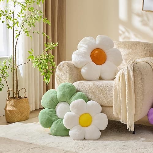 CANGHI Flower Pillow,Pink 15.7" Decorative Throw,Daisy Pillow | Soft plush daisy cushion with PP cotton filling, cute aesthetic decor for sofa, couch, bed, bedroom, living room thumbnail 4
