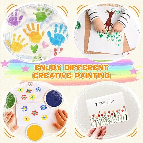Nliyeisu 7 Inch Ink Pad Pads for Kids Washable, Large Stamp Pad with 8 Vibrant Colors, Non-Toxic Finger Paint & Stamp Pads Set for Arts and Crafts, Perfect for Children's DIY Projects, Home School Use thumbnail 7