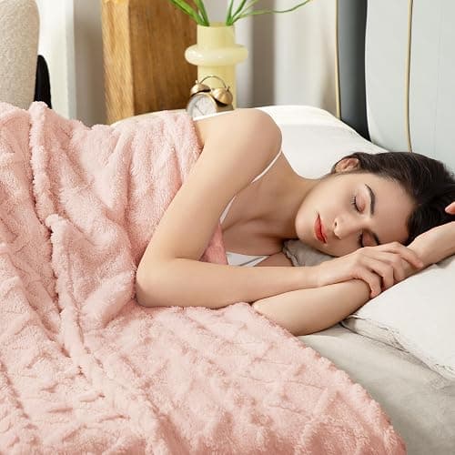Aganear Flannel Throw Blanket - Cozy Soft Lightweight Fuzzy Portable Throw Blankets, Boho Decor for Home, Warm Gifts for Birthday, Christmas, Halloween, Housewarming(50"x60", Pink) thumbnail 2