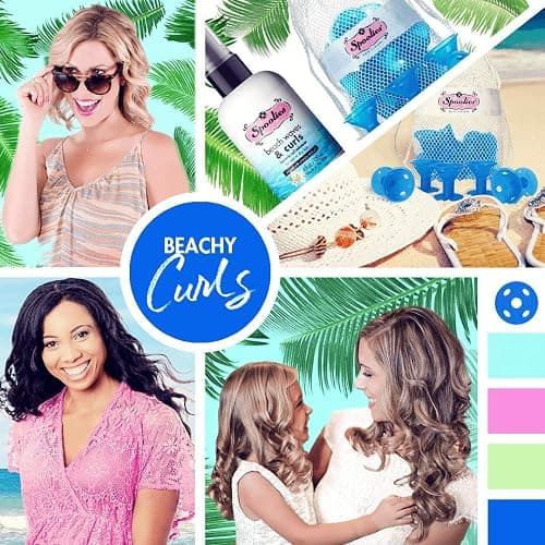 Spoolies Original Hair Curlers, Heatless Silicone Rollers with Mesh Bag Gift for Natural Hair, Hair Extensions plus Wigs, Made in USA, 15 Jumbo Size (Beachy Blue) thumbnail 8