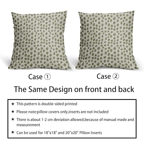 Sage Green Cream Pillow Covers 20x20 Set of 2 Boho Design Polka Dot Throw Pillows Modern Brush Strokes Print Decorative Outdoor Pillowcase Square Cushion Cover Linen Pillow Case for Sofa Couch Bed thumbnail 6