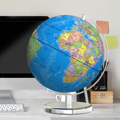 Orionstar 13" Large World Globe with Stand, Educational Globe for Kids Learning, Colorful HD World Map Details, Illuminated Globes Lamp with Stable Heavy Metal Base, LED thumbnail 7