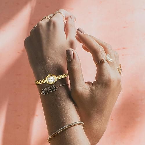 Diaofendi Small Gold Women's Watch,Stainless Steel Band Vintage Ladies Womens Gold Watch Luxury Bracelet Tools Included,Water Resistant thumbnail 5