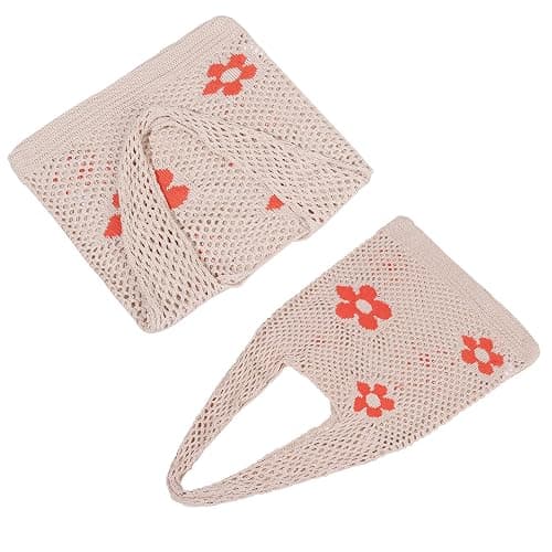 Ovida Crochet Tote Bag Mesh Beach Bag Fairycore Hobo Fairy Grunge Aesthetic Shoulder Bag Y2k Purse for Women Girls | Beach Bag thumbnail 9