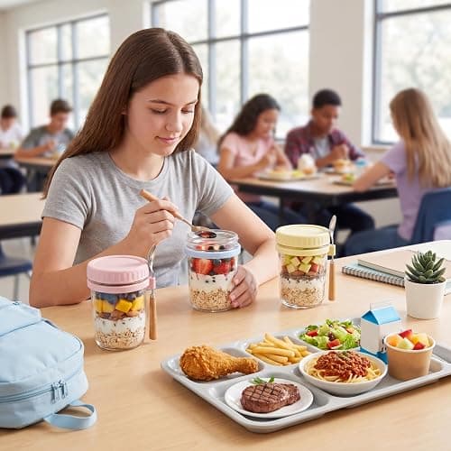 16oz Glass Overnight Oats Containers with Lids & Spoons, 6 Pack MultiColor | Wide Mouth Glass Jars with Airtight Lids, Perfect for Chia Pudding, Yogurt, Salad & Cereal Meal Prep Storage, Food Safe thumbnail 7