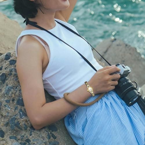 Diaofendi Small Gold Bracelet Watches Vintage Ladies Quartz Wrist Watches Stainless Steel Band,Waterproof. thumbnail 5
