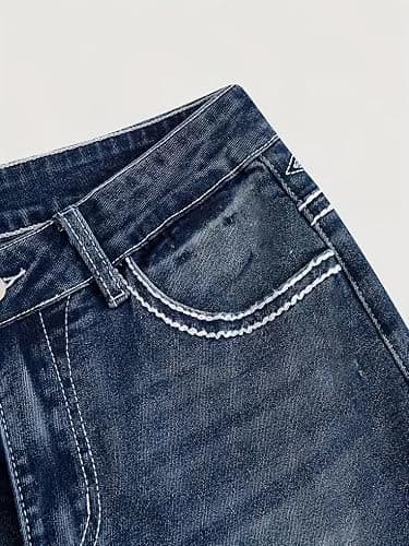 TimeGofate Women's Flared Jeans Bell Bottom Jeans Embroidered Y2K High Waist Stretchy Denim Pants thumbnail 5