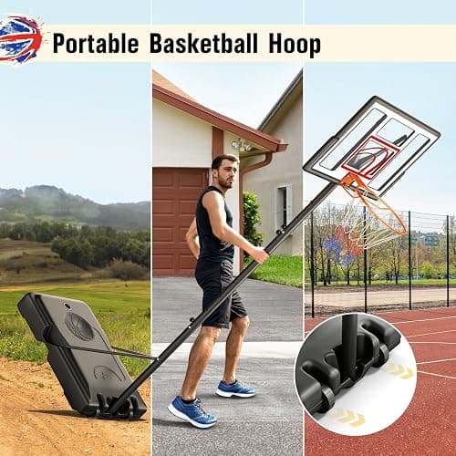 Yohood Basketball Hoop 4.43-10FT Adjustable, Portable Basketball Hoops & Goals for Kids/Teens/Adults w/44 PC Backboard, 18" Standard Basket Rim, All-Weather Stand for Outdoor thumbnail 4